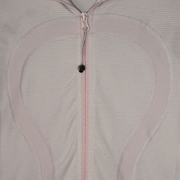 Lululemon Light Pale Pink/White Multi Zip-Up Jacket With Zippered Pockets. - Picture 3 of 14